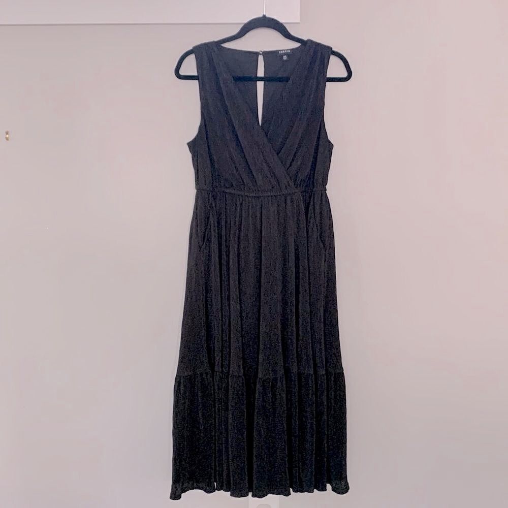 TORRID surplice tiered skater dress pockets keyhole closure